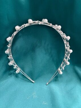Silver Pearl-Accent Double Row Headband - Women's Hair Accessory